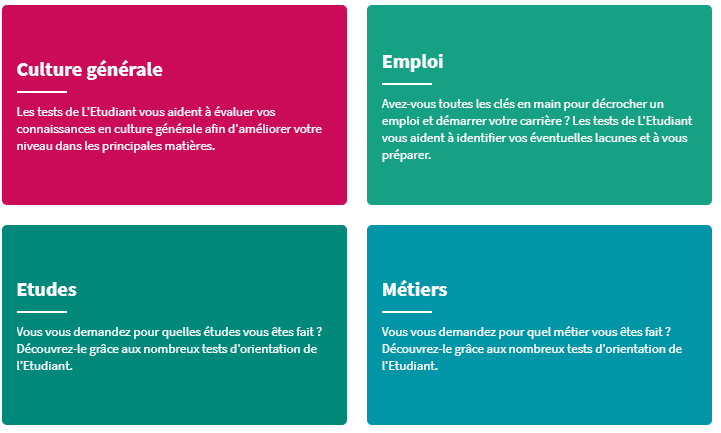 Tests d'orientation - l'etudiant